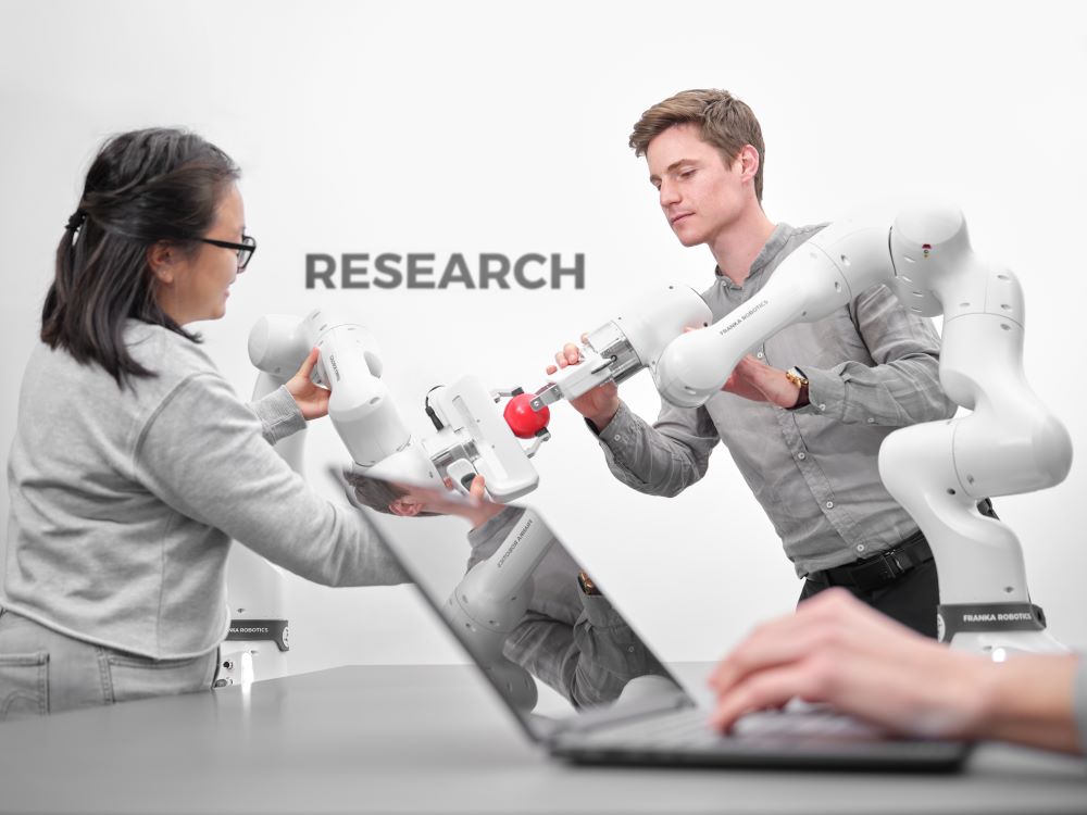 Franka Research 3 force-sensitive robot arm for robotics and AI research