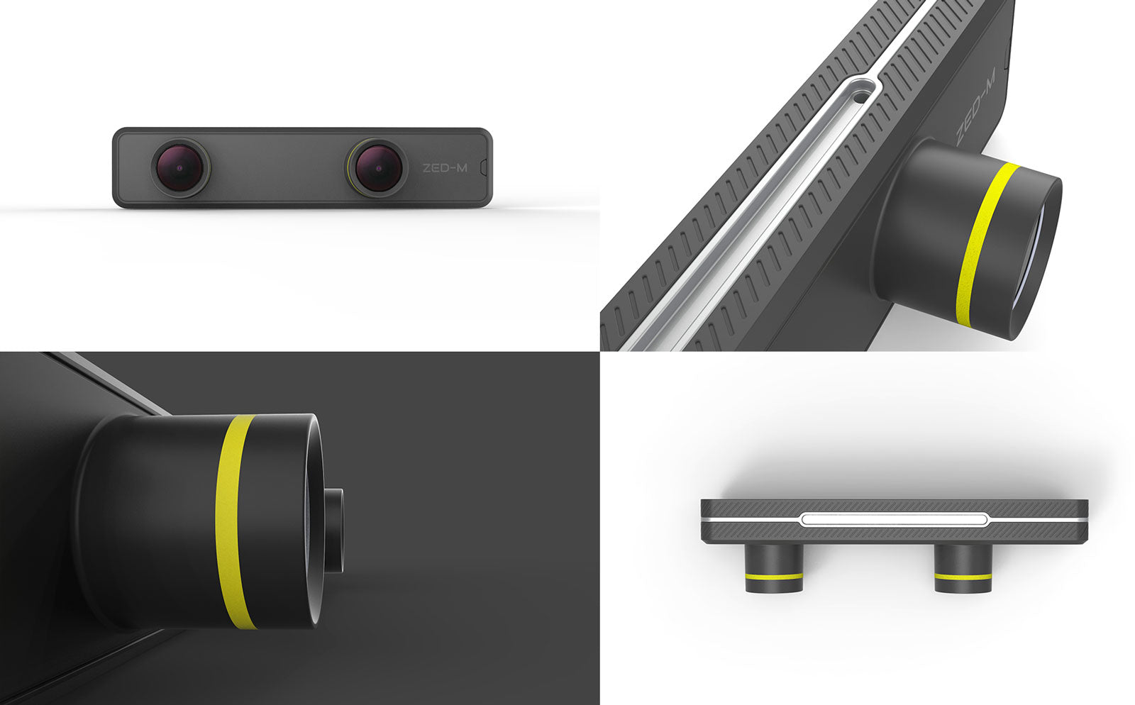 Stereolabs ZED Mini stereo camera, a compact vision sensor used for high-definition 3D mapping and accurate environmental depth detection
