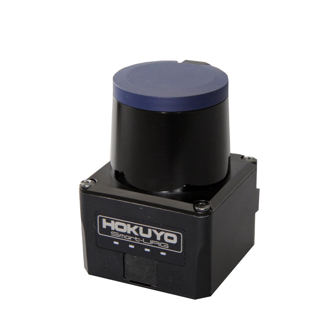 Compact UST-20LX 2D LiDAR sensor for AMR and AGV obstacle detection. Features 270-degree field of view and 20-meter measurement range